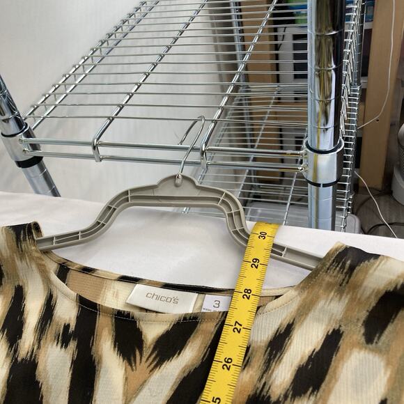 Chico’s Brown Animal Print Blouse Size 3 XL Flowy Mob Wife Statement Vegas Glam - Picture 3 of 10